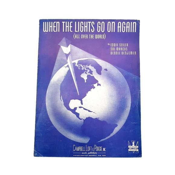 When The Lights Go On Again 1942 Vintage Sheet Music Piano Seiler Marcus - Picture 1 of 4